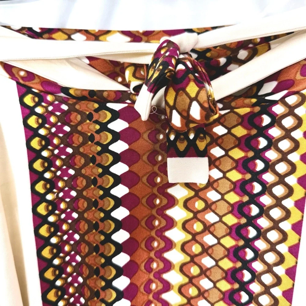 Rare Vintage "By Francine" 100% Silk Mini Skirt - Artisan Geometric Print Size S - Picture 3 of 7